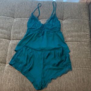 Victoria's Secret Teal Lace Chemise Set